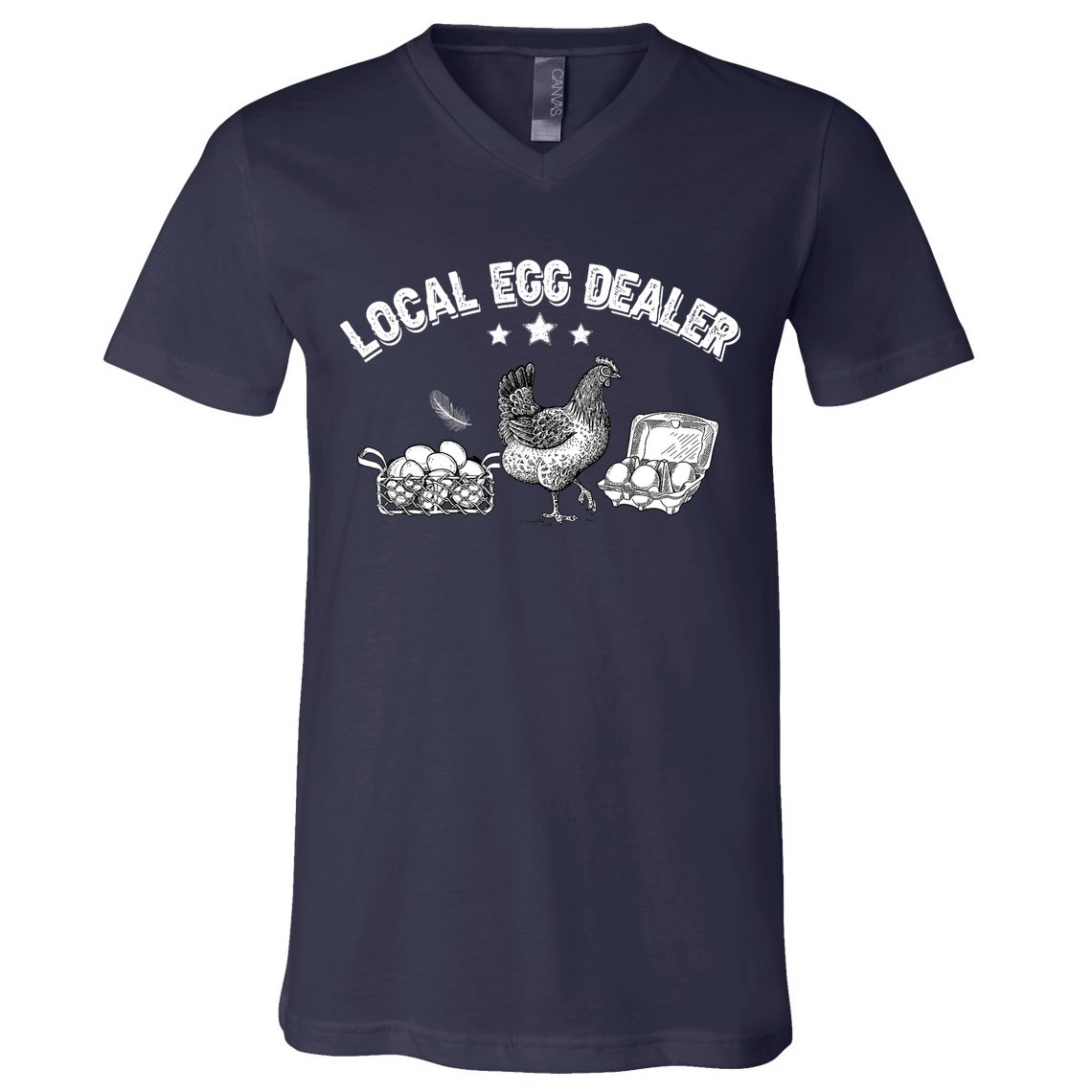 Local Egg Dealer Funny Bleached Chicken Lover Farm Farmer V-Neck T-Shirt