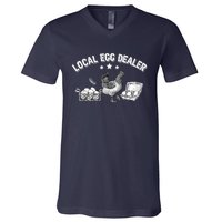 Local Egg Dealer Funny Bleached Chicken Lover Farm Farmer V-Neck T-Shirt