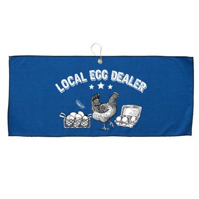 Local Egg Dealer Funny Bleached Chicken Lover Farm Farmer Large Microfiber Waffle Golf Towel