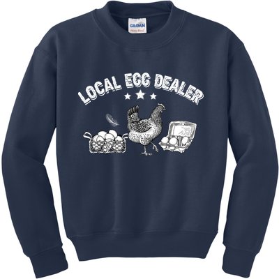 Local Egg Dealer Funny Bleached Chicken Lover Farm Farmer Kids Sweatshirt
