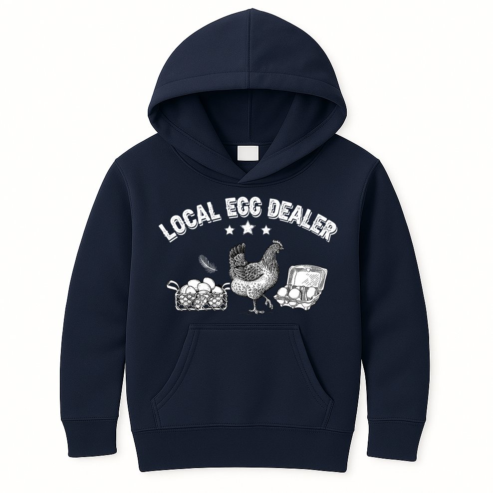 Local Egg Dealer Funny Bleached Chicken Lover Farm Farmer Kids Hoodie