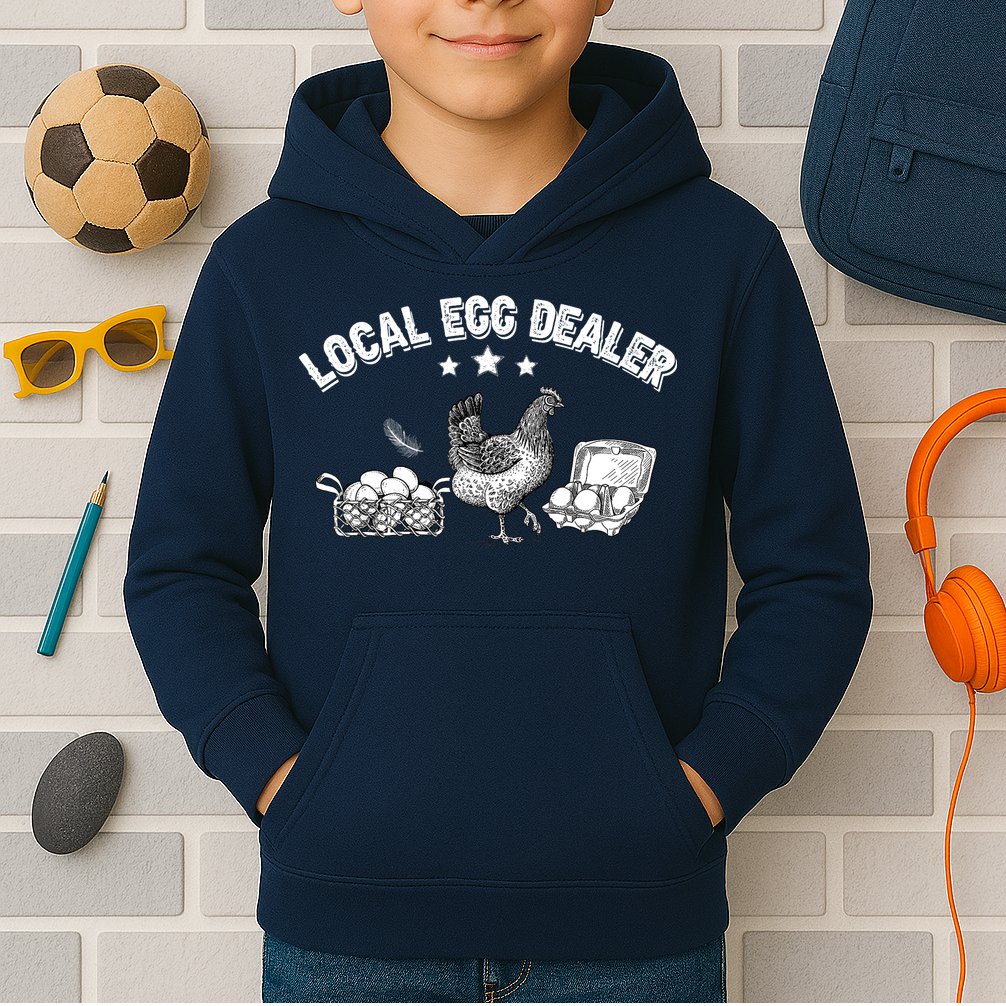 Local Egg Dealer Funny Bleached Chicken Lover Farm Farmer Kids Hoodie