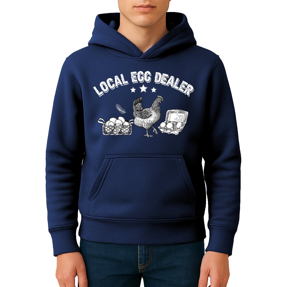 Local Egg Dealer Funny Bleached Chicken Lover Farm Farmer Kids Hoodie