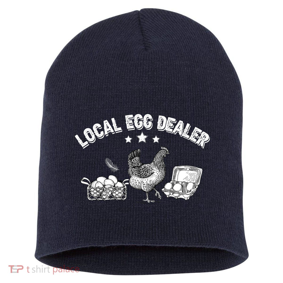 Local Egg Dealer Funny Bleached Chicken Lover Farm Farmer Short Acrylic Beanie