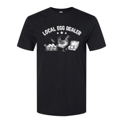 Local Egg Dealer Funny Bleached Chicken Lover Farm Farmer Softstyle CVC T-Shirt