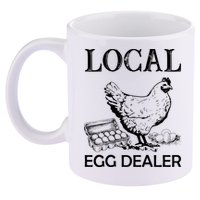 Local Egg Dealer Funny Chicken 11oz C Handle Ceramic Mug