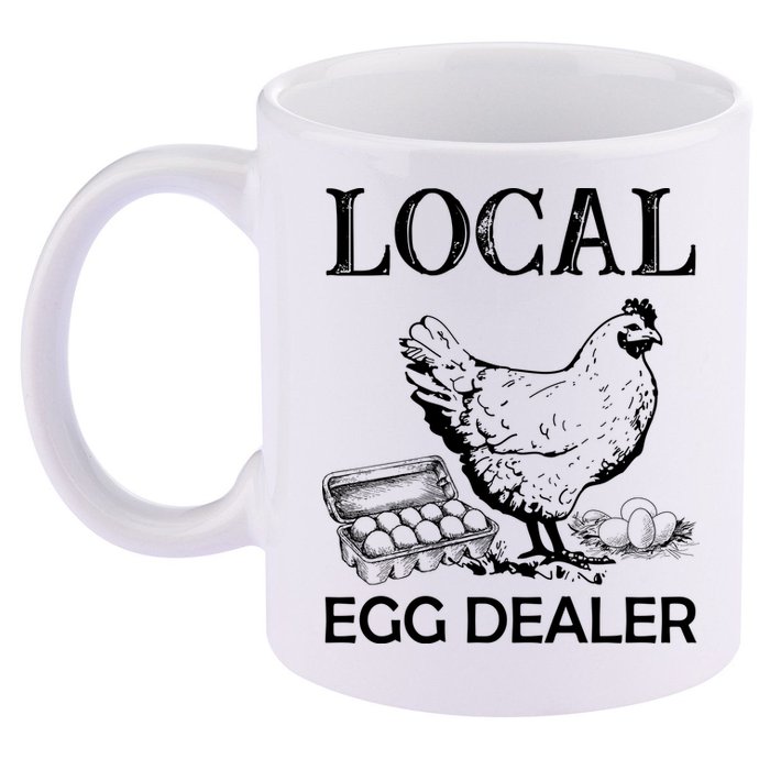 Local Egg Dealer Funny Chicken 11oz C Handle Ceramic Mug