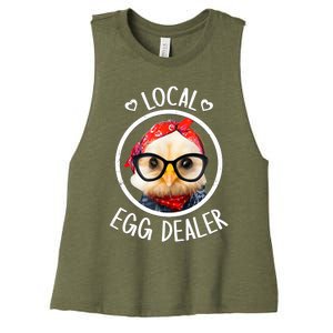 Local Egg Dealer for Chicken Farms and Farmers Funny Chicken Women's Racerback Cropped Tank