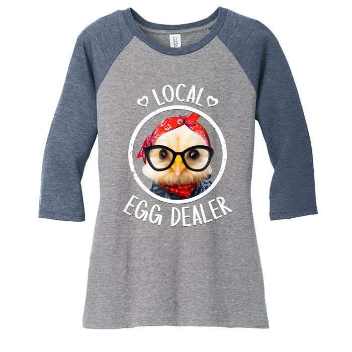 Local Egg Dealer for Chicken Farms and Farmers Funny Chicken Women's Tri-Blend 3/4-Sleeve Raglan Shirt