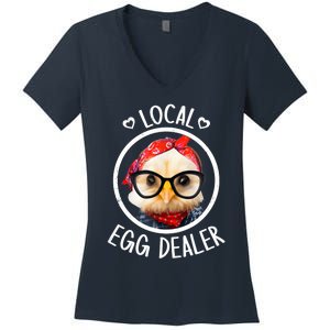 Local Egg Dealer for Chicken Farms and Farmers Funny Chicken Women's V-Neck T-Shirt