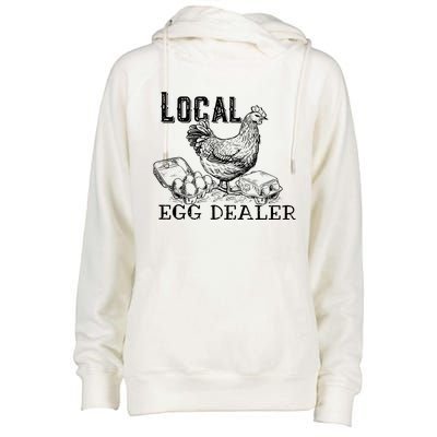 Local Egg Dealer Funny Bleached Chicken Lover Farm Farmer Womens Funnel Neck Pullover Hood