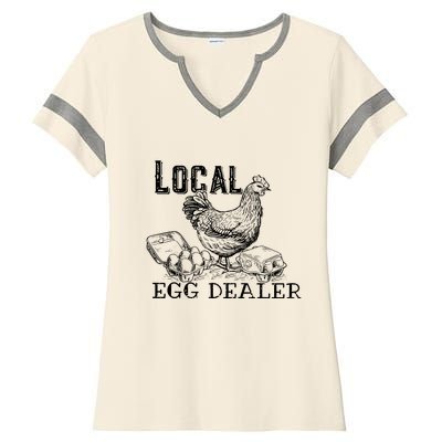 Local Egg Dealer Funny Bleached Chicken Lover Farm Farmer Ladies Halftime Notch Neck Tee