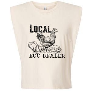 Local Egg Dealer Funny Bleached Chicken Lover Farm Farmer Garment-Dyed Women's Muscle Tee