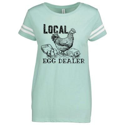 Local Egg Dealer Funny Bleached Chicken Lover Farm Farmer Enza Ladies Jersey Football T-Shirt