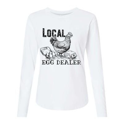 Local Egg Dealer Funny Bleached Chicken Lover Farm Farmer Womens Cotton Relaxed Long Sleeve T-Shirt