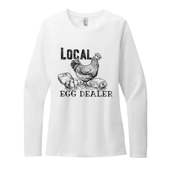 Local Egg Dealer Funny Bleached Chicken Lover Farm Farmer Womens CVC Long Sleeve Shirt