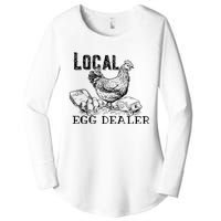 Local Egg Dealer Funny Bleached Chicken Lover Farm Farmer Women's Perfect Tri Tunic Long Sleeve Shirt