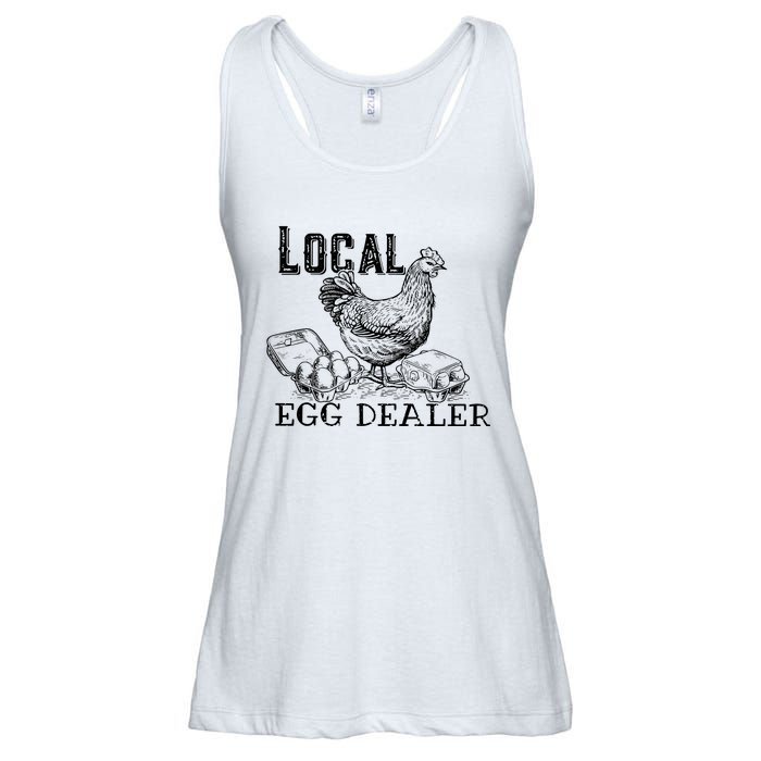 Local Egg Dealer Funny Bleached Chicken Lover Farm Farmer Ladies Essential Flowy Tank