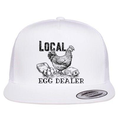 Local Egg Dealer Funny Bleached Chicken Lover Farm Farmer Flat Bill Trucker Hat