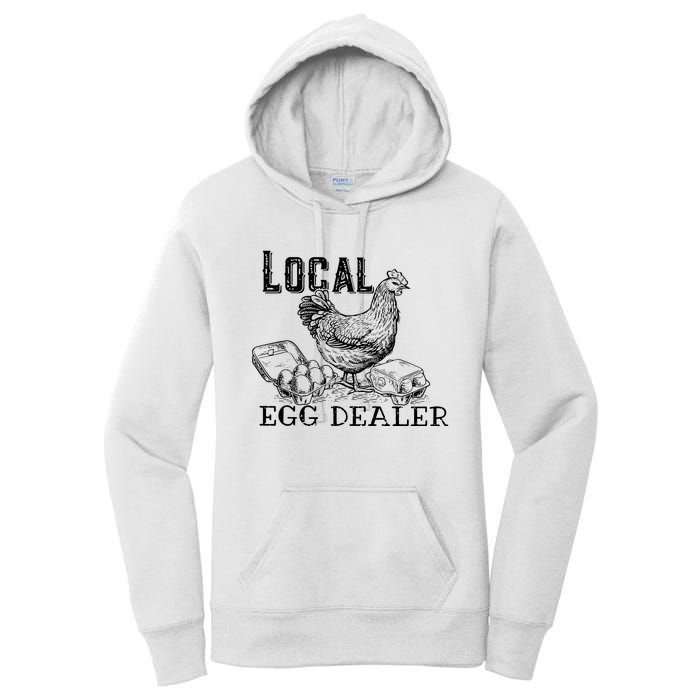 Local Egg Dealer Funny Bleached Chicken Lover Farm Farmer Women's Pullover Hoodie