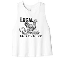 Local Egg Dealer Funny Bleached Chicken Lover Farm Farmer Women's Racerback Cropped Tank