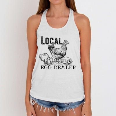 Local Egg Dealer Funny Bleached Chicken Lover Farm Farmer Women's Knotted Racerback Tank