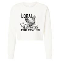 Local Egg Dealer Funny Bleached Chicken Lover Farm Farmer Cropped Pullover Crew