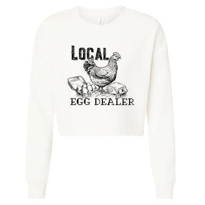 Local Egg Dealer Funny Bleached Chicken Lover Farm Farmer Cropped Pullover Crew