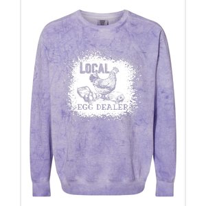 Local Egg Dealer Funny Bleached Chicken Lover Farm Farmer Colorblast Crewneck Sweatshirt