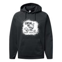 Local Egg Dealer Funny Bleached Chicken Lover Farm Farmer Performance Fleece Hoodie