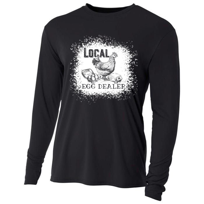 Local Egg Dealer Funny Bleached Chicken Lover Farm Farmer Cooling Performance Long Sleeve Crew