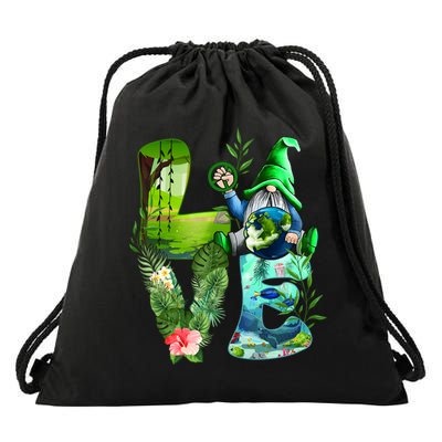 Love Earth Day Gnome Save Our Planet Environtal April 22 Gift Drawstring Bag