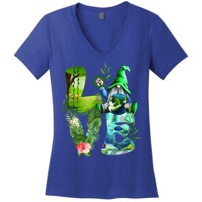 Love Earth Day Gnome Save Our Planet Environtal April 22 Gift Women's V-Neck T-Shirt