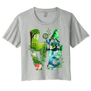 Love Earth Day Gnome Save Our Planet Environtal April 22 Gift Women's Crop Top Tee