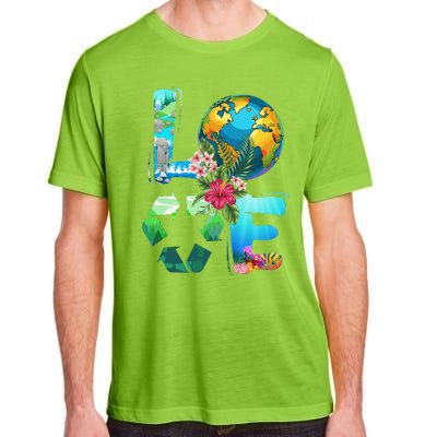 Love Earth Day 90s Planet Recycling Or Teacher Adult ChromaSoft Performance T-Shirt