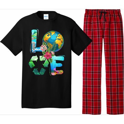 Love Earth Day 90s Planet Recycling Or Teacher Pajama Set