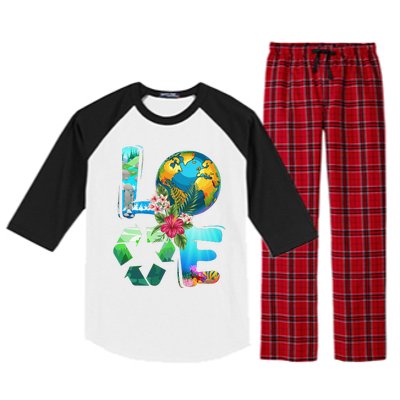 Love Earth Day 90s Planet Recycling Or Teacher Raglan Sleeve Pajama Set