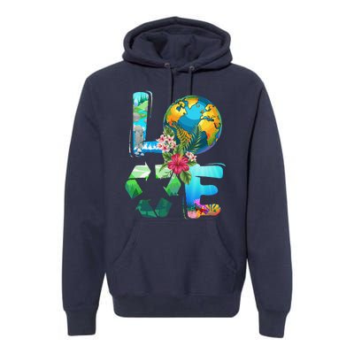 Love Earth Day 90s Planet Recycling Or Teacher Premium Hoodie