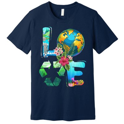 Love Earth Day 90s Planet Recycling Or Teacher Premium T-Shirt