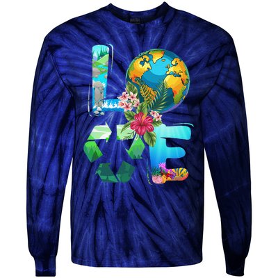 Love Earth Day 90s Planet Recycling Or Teacher Tie-Dye Long Sleeve Shirt