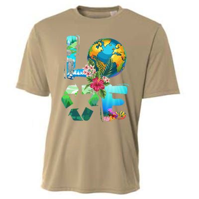 Love Earth Day 90s Planet Recycling Or Teacher Cooling Performance Crew T-Shirt