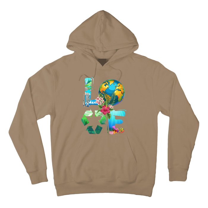 Love Earth Day 90s Planet Recycling Or Teacher Hoodie