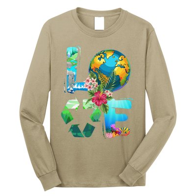 Love Earth Day 90s Planet Recycling Or Teacher Long Sleeve Shirt