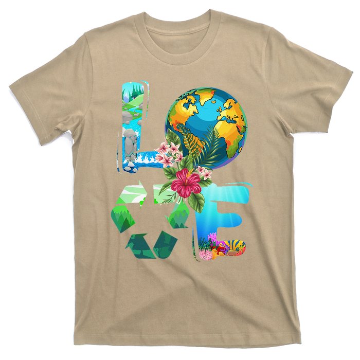 Love Earth Day 90s Planet Recycling Or Teacher T-Shirt