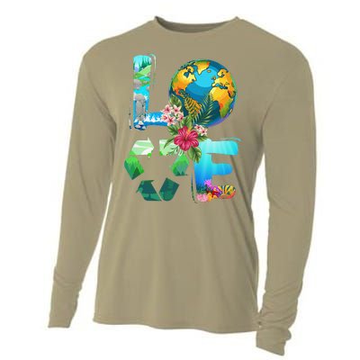 Love Earth Day 90s Planet Recycling Or Teacher Cooling Performance Long Sleeve Crew