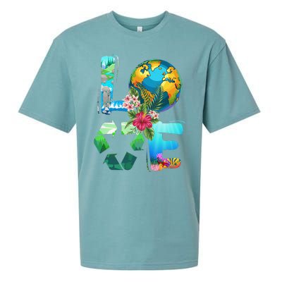 Love Earth Day 90s Planet Recycling Or Teacher Sueded Cloud Jersey T-Shirt