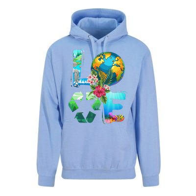 Love Earth Day 90s Planet Recycling Or Teacher Unisex Surf Hoodie