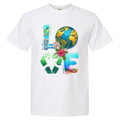 Love Earth Day 90s Planet Recycling Or Teacher Garment-Dyed Heavyweight T-Shirt