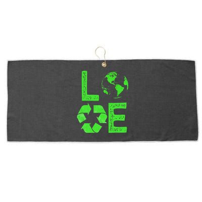 Love Earth Day 90s Planet Vintage Recycling Or Teacher Funny Large Microfiber Waffle Golf Towel