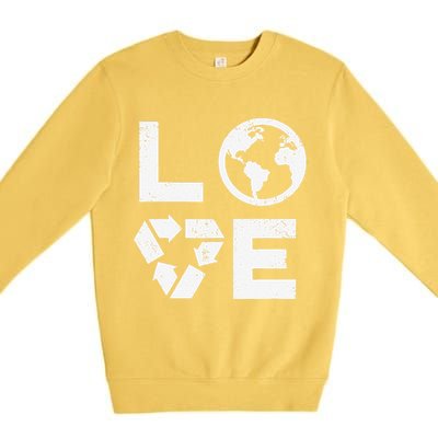 Love Earth Day 90s Vintage Recycling Or Teacher Premium Crewneck Sweatshirt